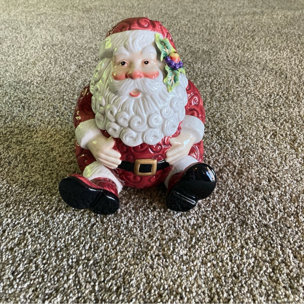 FITZ & FLOYD Ceramic SANTA Candy or Cookie Treat Jar Vintage Christmas Retired